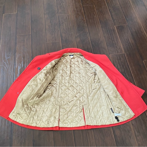 J. Crew Women’s Double Breasted Wool Blended Red Pea Coat L - Picture 9 of 13